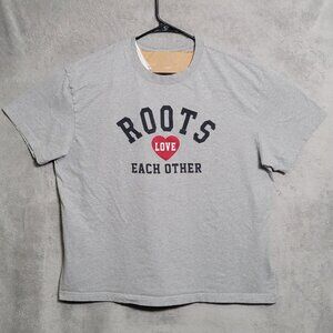 Roots Shirt Mens XL Gray Love Each Other Crewneck Short Sleeve Graphic Tee